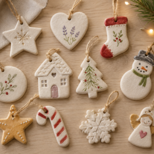 Décorations de Noël en pâte à sel réalisées par les enfants lors d’un atelier créatif du BabyDream Club.